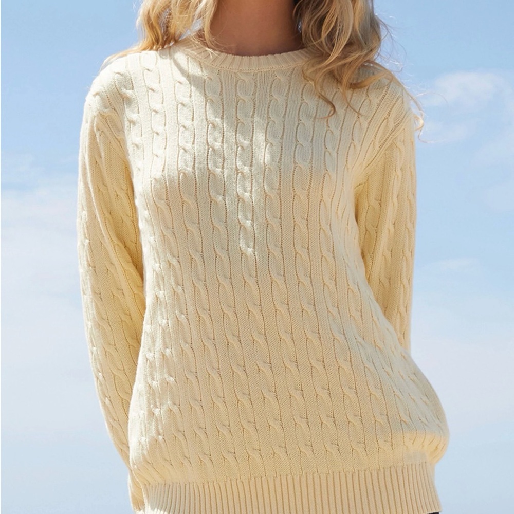 Brandy Melville White Cable Knit Sweater